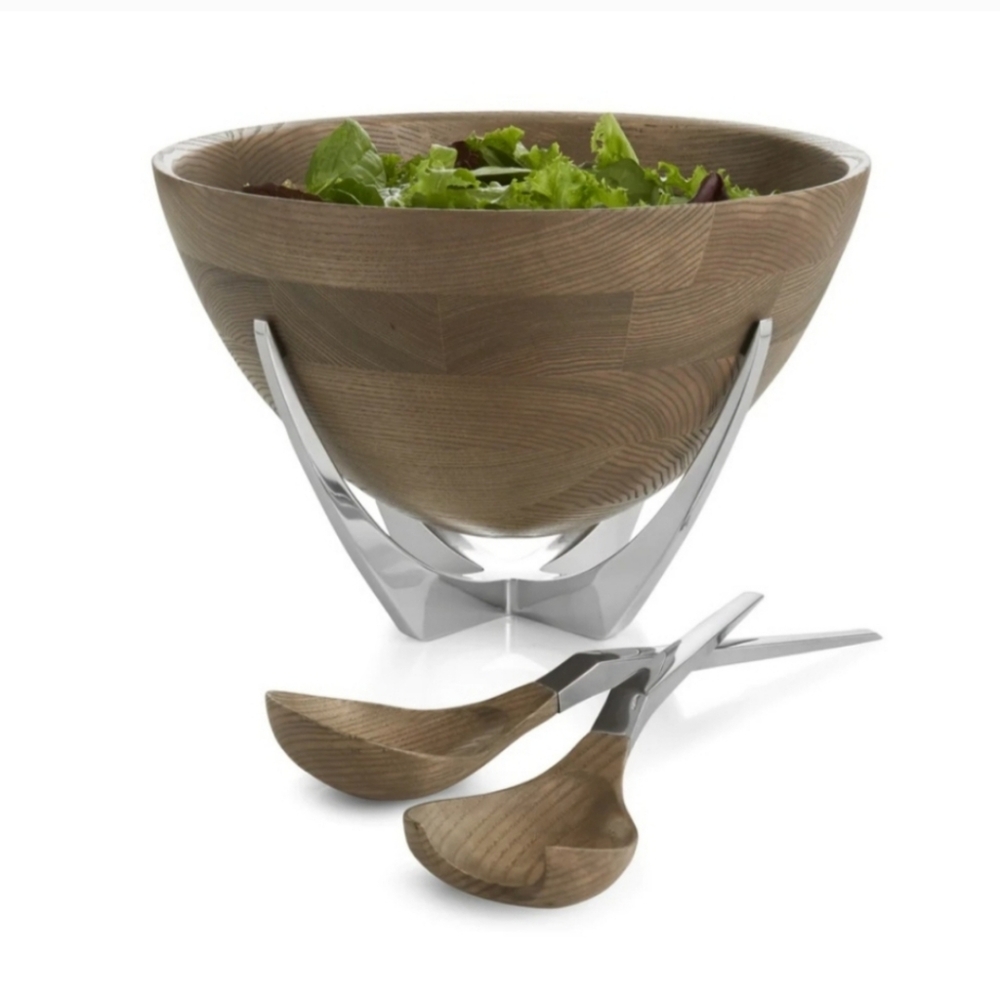 2 for $300 - Nambé CABO Salad Bowl with Setvers - 18"L x 8.5"W - Sean O'Hara